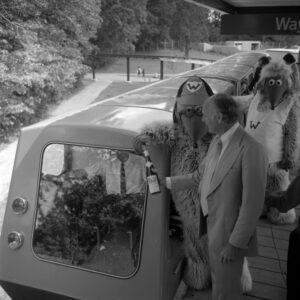 The Wombles at the opening of the Monorail at Beaulieu in 1974