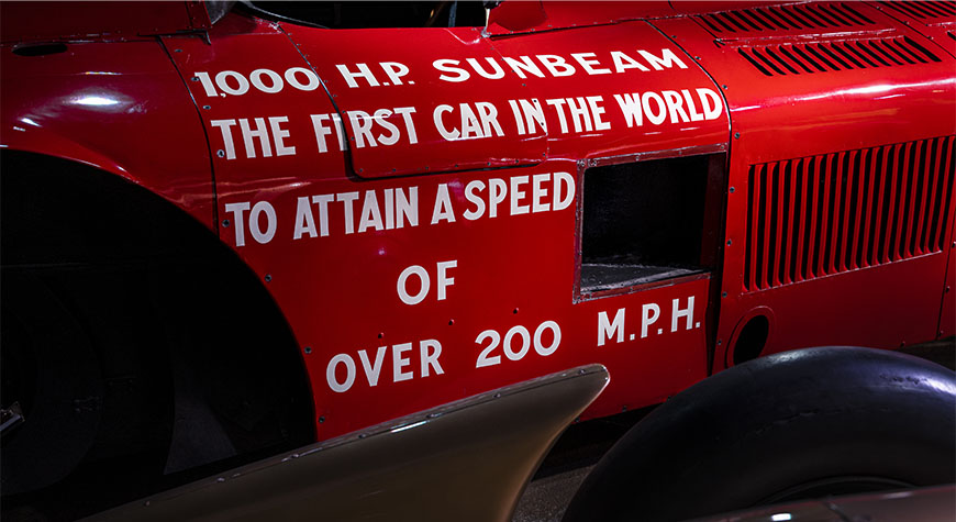 1000 HP Sunbeam displayed at the National Motor Museum in Beaulieu